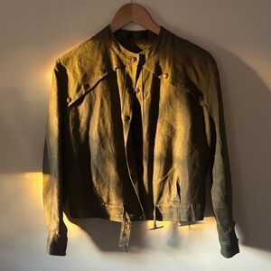 Vintage Olive Green Linen Jacket
